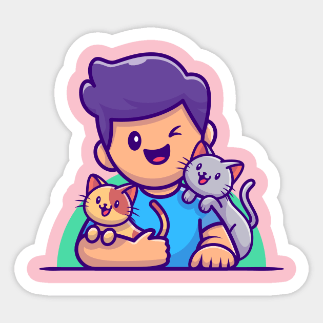 Cute Male With Cat Cartoon Sticker by Catalyst Labs